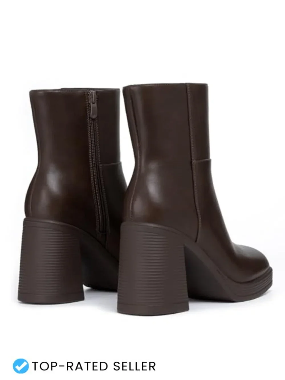 Chunky Heel Platform Ankle Boots Square Toe Side Zipper Non-Slip Women's Booties